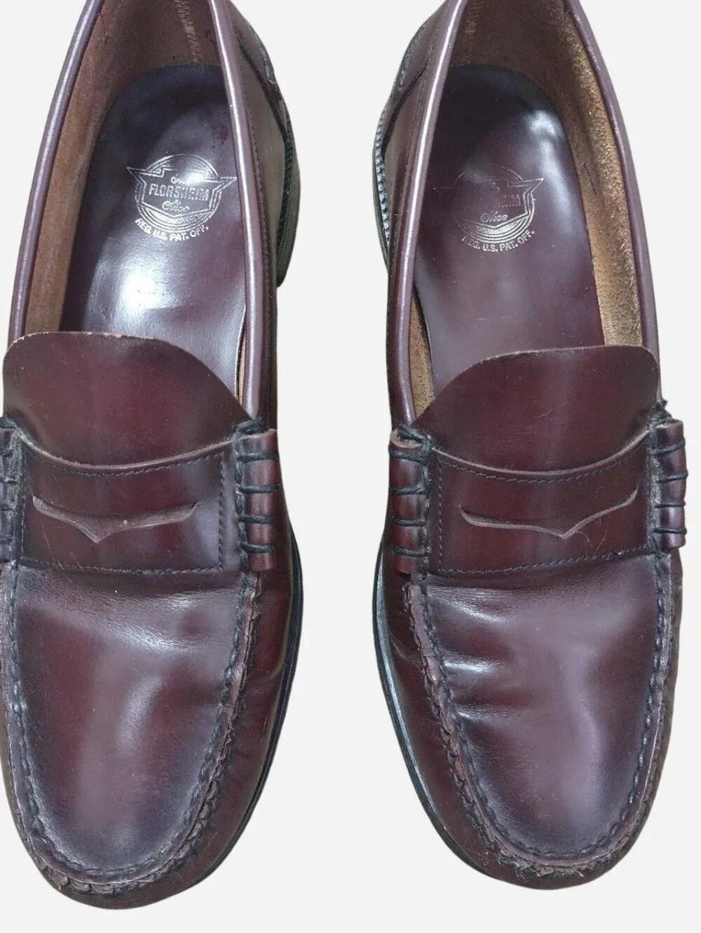 VTG Florsheim Classic Men’s Penny Loafers in Burgundy Size 8E All Leather